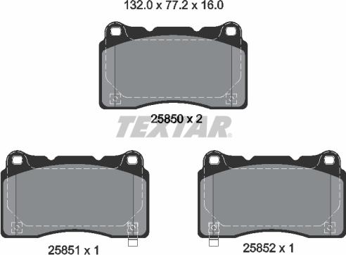 Textar 2585001 - Bremžu uzliku kompl., Disku bremzes www.autospares.lv