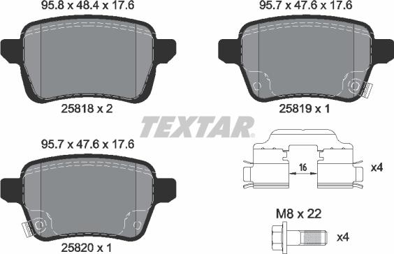 Textar 2581802 - Bremžu uzliku kompl., Disku bremzes www.autospares.lv