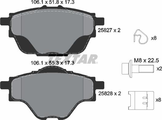 Textar 2582701 - Bremžu uzliku kompl., Disku bremzes www.autospares.lv