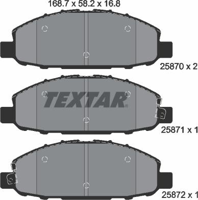 Textar 2587001 - Bremžu uzliku kompl., Disku bremzes www.autospares.lv