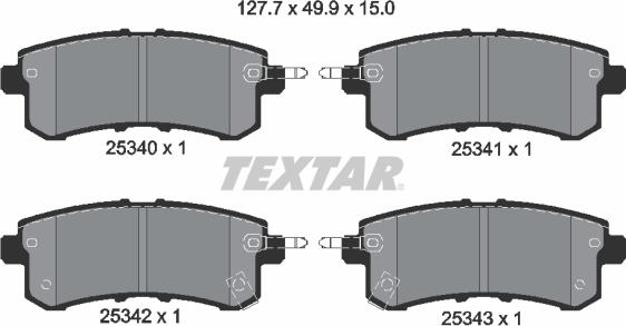 Textar 2534001 - Bremžu uzliku kompl., Disku bremzes www.autospares.lv