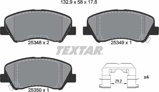 Textar 2534801 - Bremžu uzliku kompl., Disku bremzes www.autospares.lv