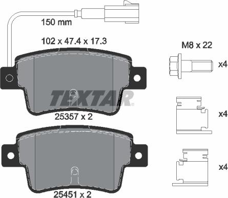 Textar 2535701 - Тормозные колодки, дисковые, комплект www.autospares.lv