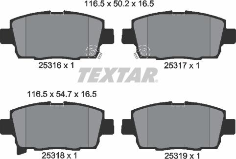 Textar 2531601 - Тормозные колодки, дисковые, комплект www.autospares.lv