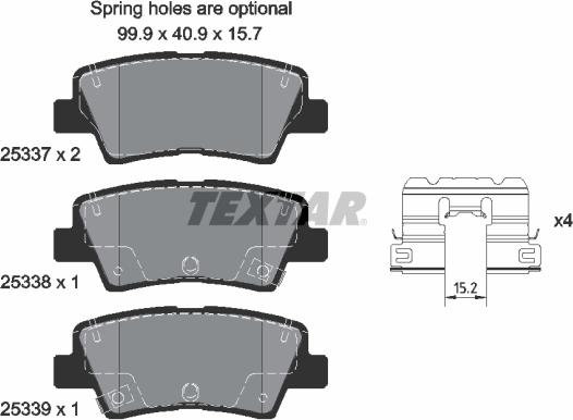 Textar 2533709 - Bremžu uzliku kompl., Disku bremzes autospares.lv