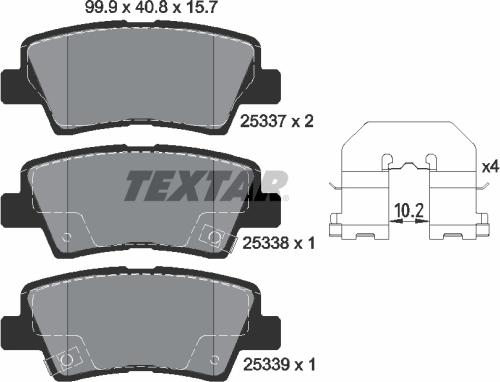 Textar 2533701 - Bremžu uzliku kompl., Disku bremzes www.autospares.lv