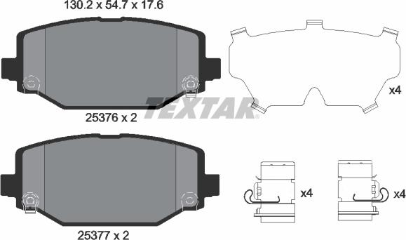 Textar 2537601 - Bremžu uzliku kompl., Disku bremzes www.autospares.lv