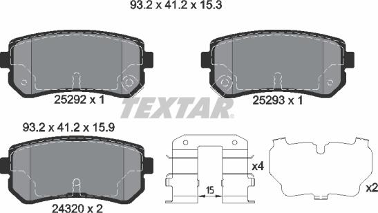 Textar 2529201 - Bremžu uzliku kompl., Disku bremzes autospares.lv