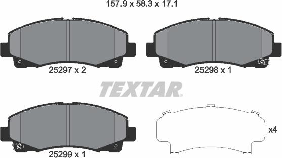 Textar 2529701 - Bremžu uzliku kompl., Disku bremzes www.autospares.lv