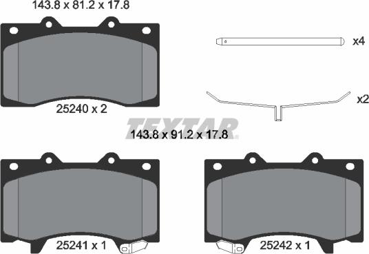 Textar 2524001 - Bremžu uzliku kompl., Disku bremzes www.autospares.lv