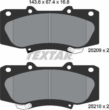 Textar 2520901 - Bremžu uzliku kompl., Disku bremzes www.autospares.lv