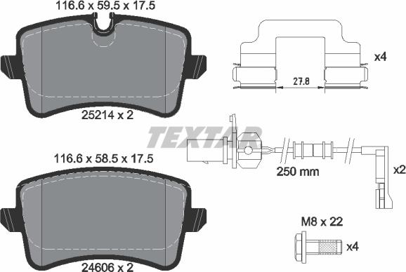 Textar 2521404 - Тормозные колодки, дисковые, комплект www.autospares.lv