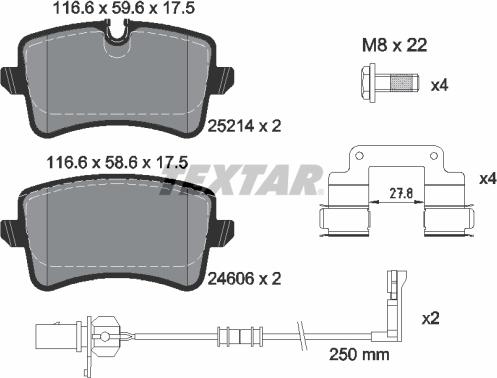 Textar 2521405 - Тормозные колодки, дисковые, комплект www.autospares.lv