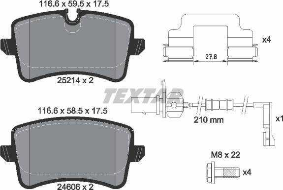 Textar 2521413 - Тормозные колодки, дисковые, комплект www.autospares.lv