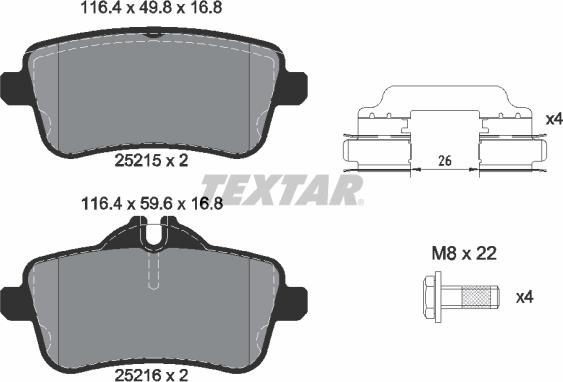 Textar 2521509 - Bremžu uzliku kompl., Disku bremzes autospares.lv