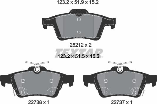 Textar 2521204 - Тормозные колодки, дисковые, комплект www.autospares.lv