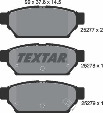 Textar 2527701 - Bremžu uzliku kompl., Disku bremzes www.autospares.lv