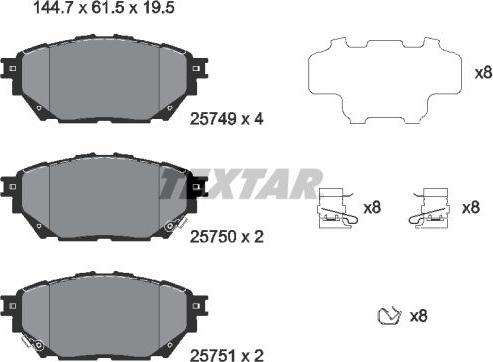 Textar 2574901 - Bremžu uzliku kompl., Disku bremzes www.autospares.lv