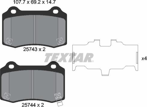 Textar 2574301 - Bremžu uzliku kompl., Disku bremzes www.autospares.lv