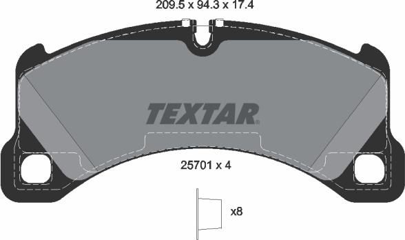 Textar 2570101 - Bremžu uzliku kompl., Disku bremzes www.autospares.lv