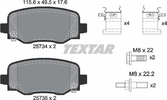 Textar 2573401 - Bremžu uzliku kompl., Disku bremzes www.autospares.lv