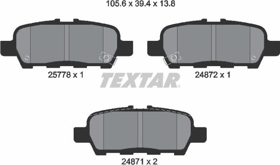 Textar 2577801 - Тормозные колодки, дисковые, комплект www.autospares.lv