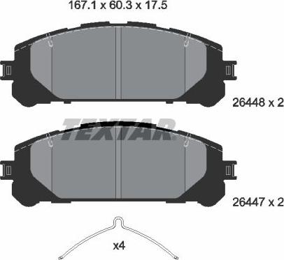 Textar 2644801 - Bremžu uzliku kompl., Disku bremzes www.autospares.lv