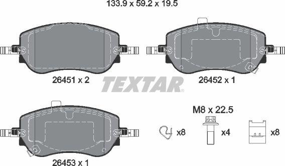 Textar 2645101 - Bremžu uzliku kompl., Disku bremzes www.autospares.lv