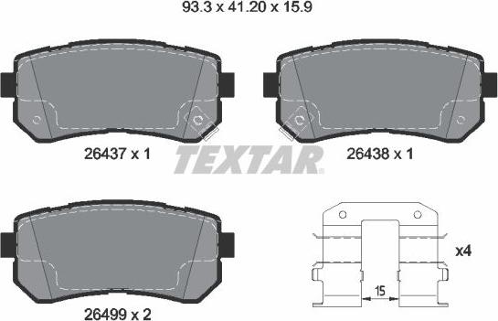 Textar 2643701 - Bremžu uzliku kompl., Disku bremzes www.autospares.lv