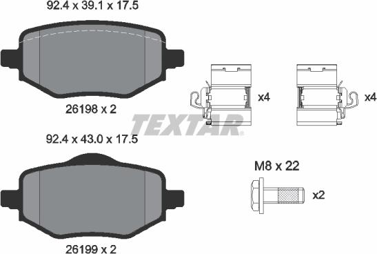 Textar 2619801 - Brake Pad Set, disc brake www.autospares.lv