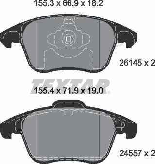 Textar 2614501 - Brake Pad Set, disc brake www.autospares.lv