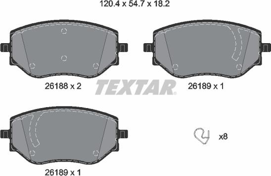 Textar 2618801 - Тормозные колодки, дисковые, комплект www.autospares.lv