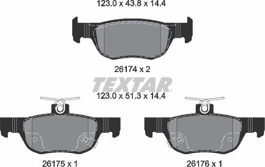 Textar 2617401 - Тормозные колодки, дисковые, комплект www.autospares.lv