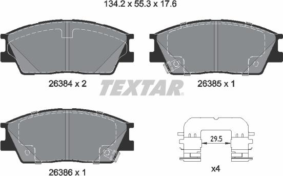 Textar 2638401 - Bremžu uzliku kompl., Disku bremzes www.autospares.lv