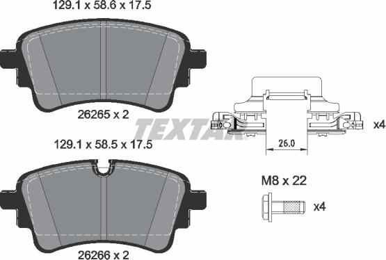 Textar 2626501 - Bremžu uzliku kompl., Disku bremzes autospares.lv