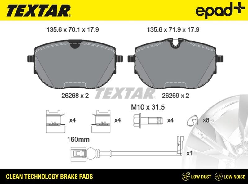 Textar 2626801CP - Bremžu uzliku kompl., Disku bremzes www.autospares.lv