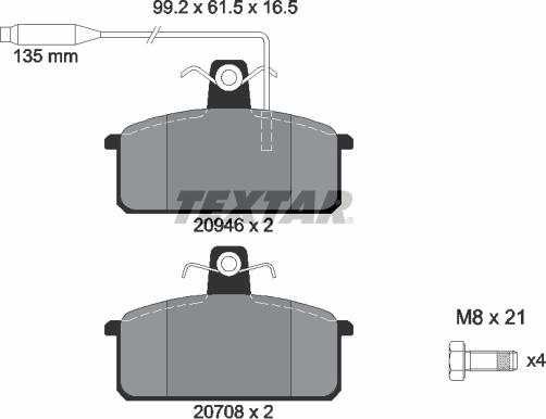 Textar 2094602 - Brake Pad Set, disc brake www.autospares.lv