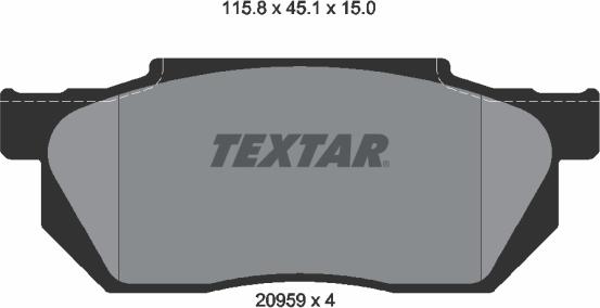 Textar 2095901 - Тормозные колодки, дисковые, комплект www.autospares.lv