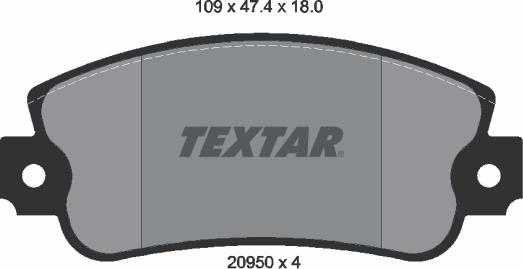 Textar 2095005 - Тормозные колодки, дисковые, комплект www.autospares.lv