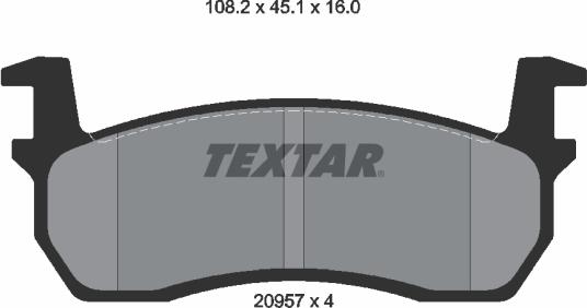 Textar 2095701 - Тормозные колодки, дисковые, комплект www.autospares.lv