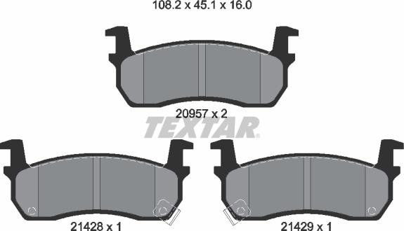 Textar 2095702 - Тормозные колодки, дисковые, комплект www.autospares.lv