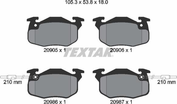 Textar 2090506 - Тормозные колодки, дисковые, комплект www.autospares.lv