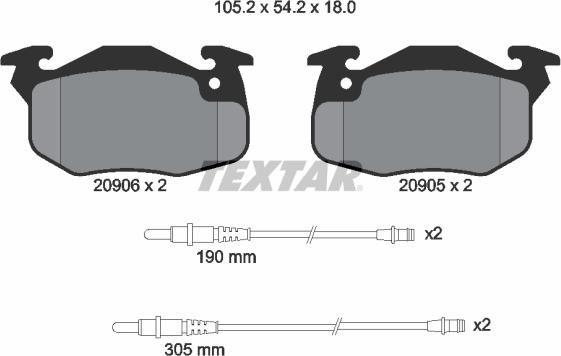 Textar 2090603 - Тормозные колодки, дисковые, комплект www.autospares.lv