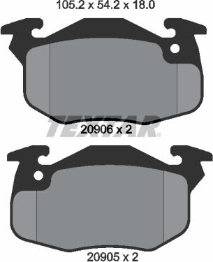 Textar 2090602 - Тормозные колодки, дисковые, комплект www.autospares.lv