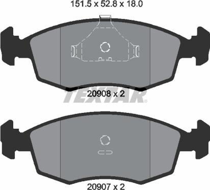 Textar 2090802 - Тормозные колодки, дисковые, комплект www.autospares.lv