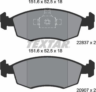 Textar 2090704 - Тормозные колодки, дисковые, комплект www.autospares.lv