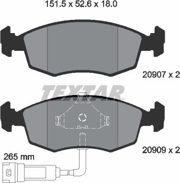 Textar 2090702 - Тормозные колодки, дисковые, комплект www.autospares.lv