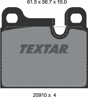 Textar 2091001 - Bremžu uzliku kompl., Disku bremzes autospares.lv