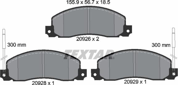 Textar 2092602 - Тормозные колодки, дисковые, комплект www.autospares.lv