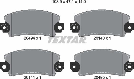 Textar 2049401 - Bremžu uzliku kompl., Disku bremzes www.autospares.lv